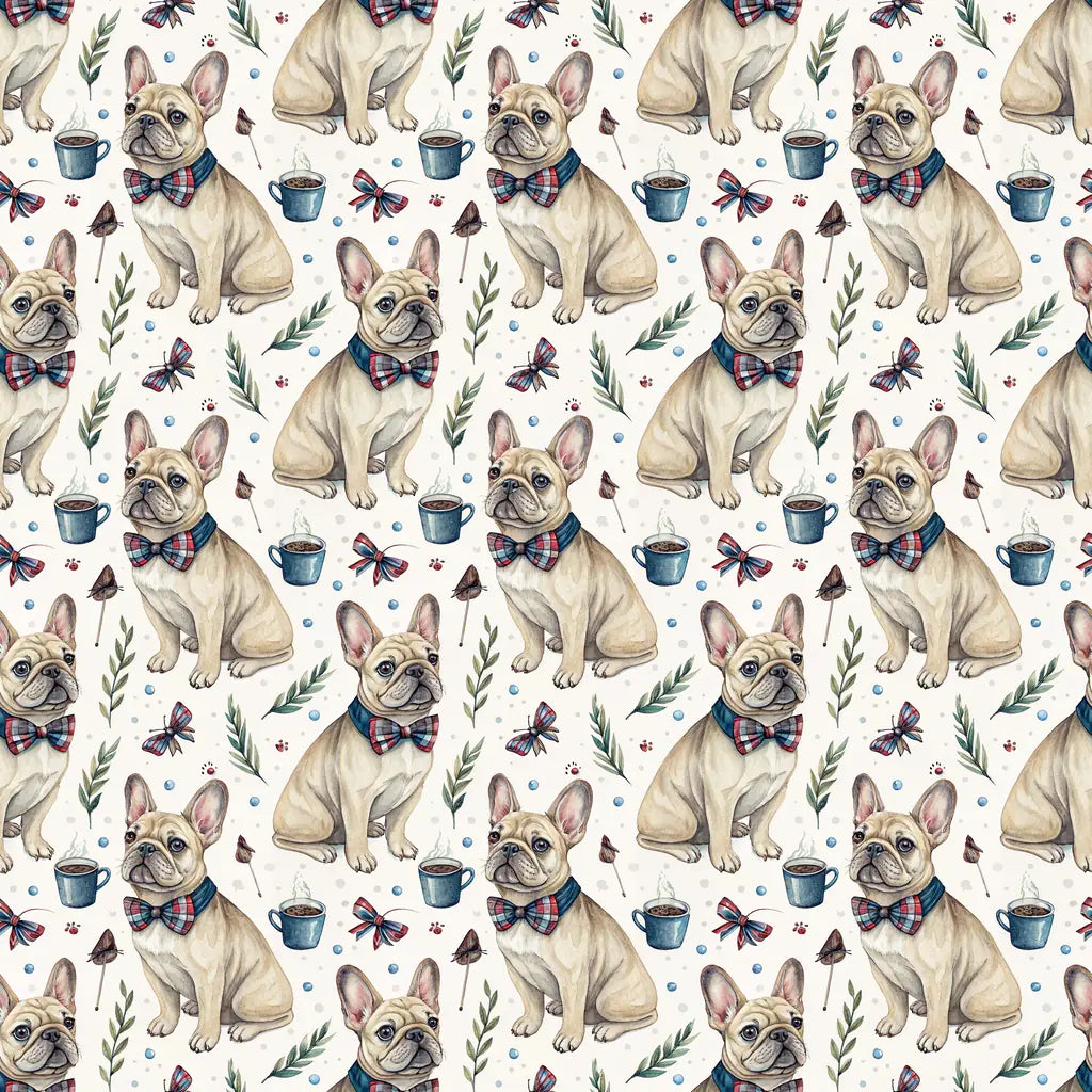 Dapper French Bulldog Wrapping Paper — repeating pattern tile
