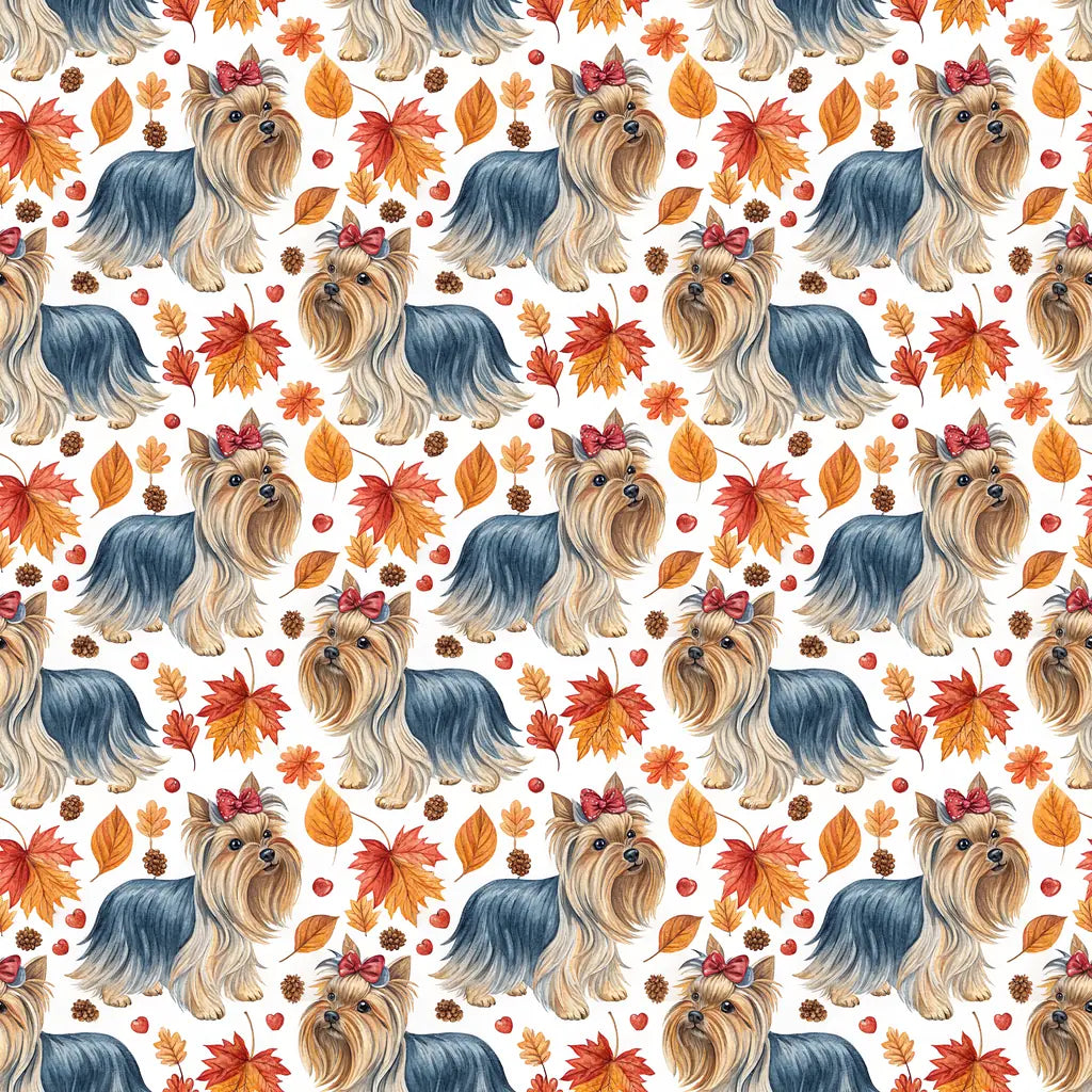 Yorkshire Terrier Autumn Wrapping Paper — repeating pattern tile