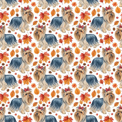 Yorkshire Terrier Autumn Wrapping Paper — repeating pattern tile