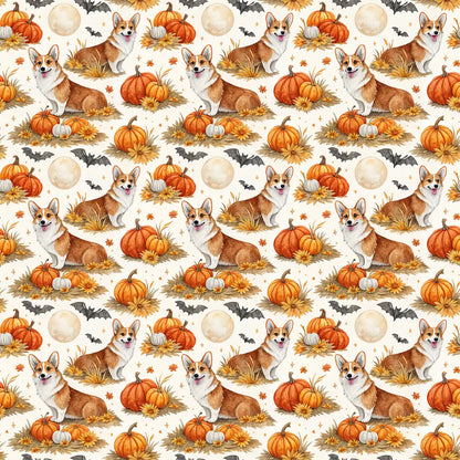 Pumpkin Patch Corgi Halloween Wrapping Paper — repeating pattern tile