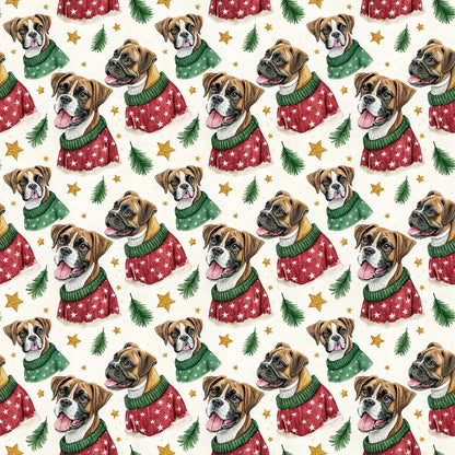 Ugly Sweater Boxer Christmas Wrapping Paper — repeating pattern tile