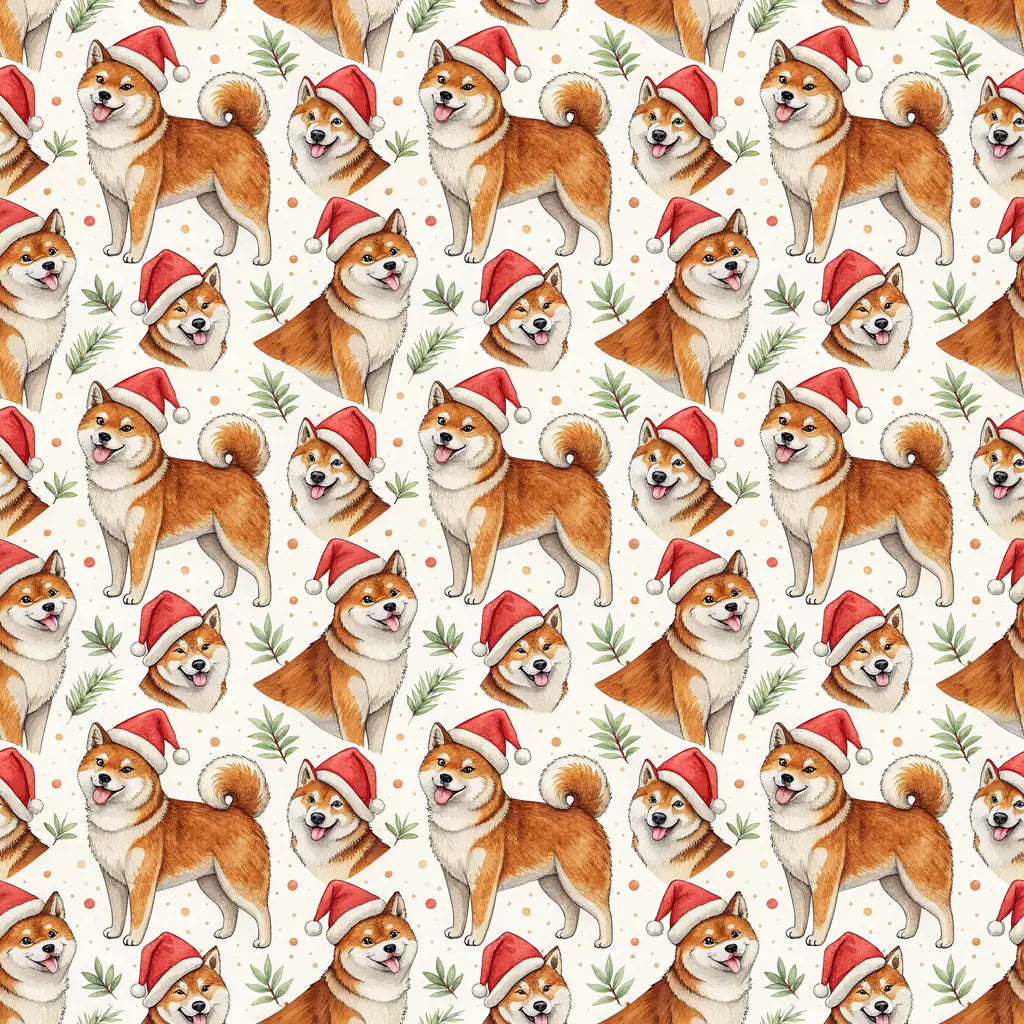 Santa Paws Shiba Inu Christmas Wrapping Paper — repeating pattern tile