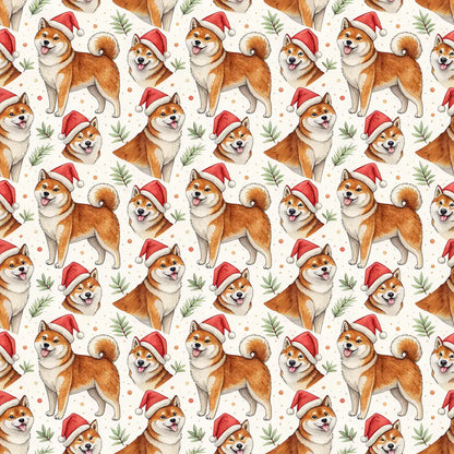 Santa Paws Shiba Inu Christmas Wrapping Paper — repeating pattern tile