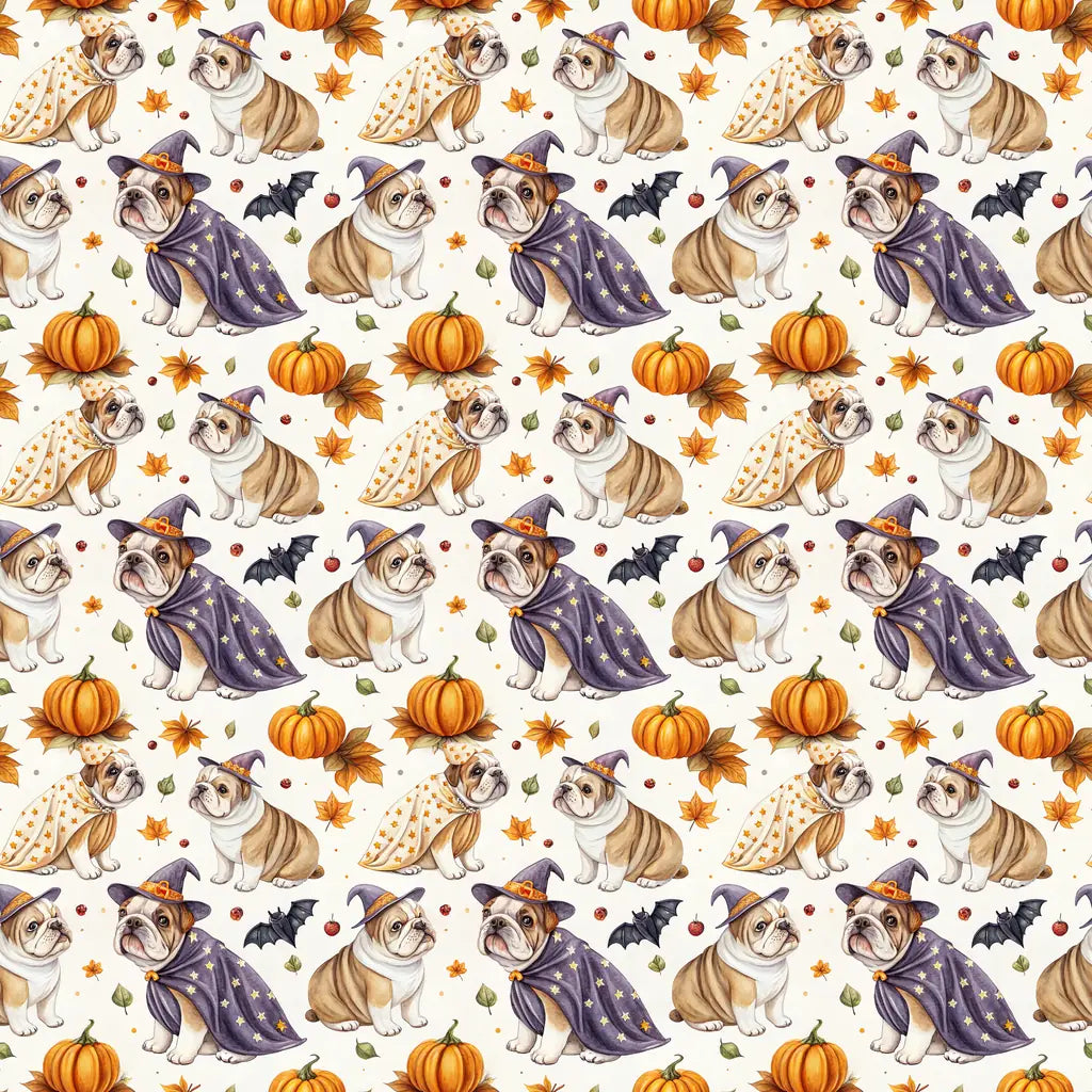 Costume Contest English Bulldog Halloween Wrapping Paper — repeating pattern tile