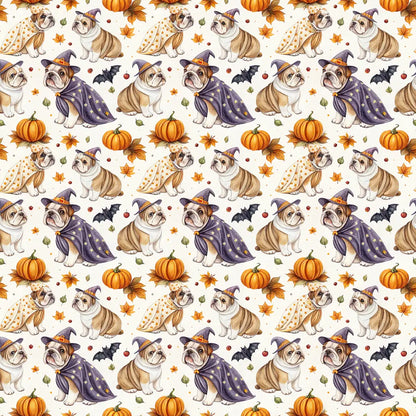 Costume Contest English Bulldog Halloween Wrapping Paper — repeating pattern tile