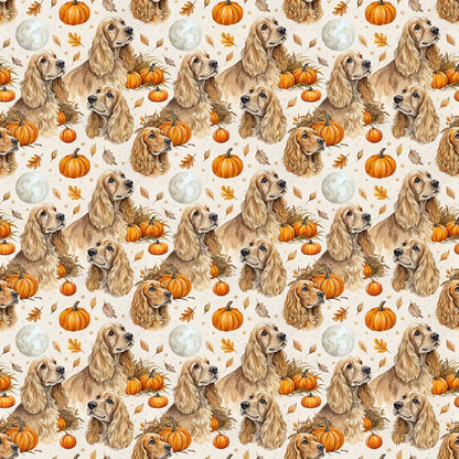 Pumpkin Patch Cocker Spaniel Halloween Wrapping Paper — repeating pattern tile