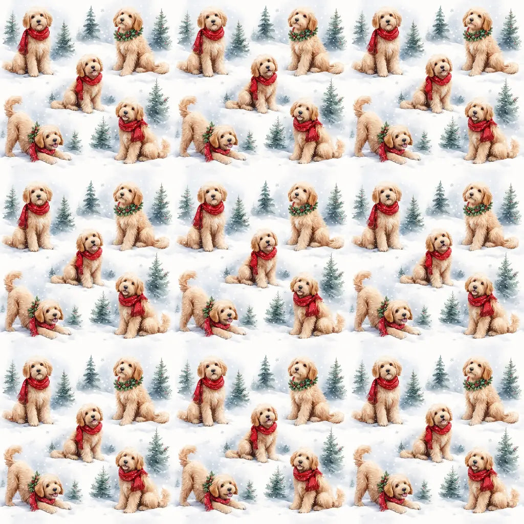 Goldendoodle Christmas Wrapping Paper — repeating pattern tile