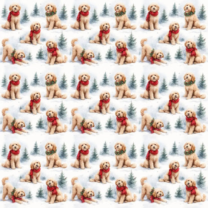 Goldendoodle Christmas Wrapping Paper — repeating pattern tile