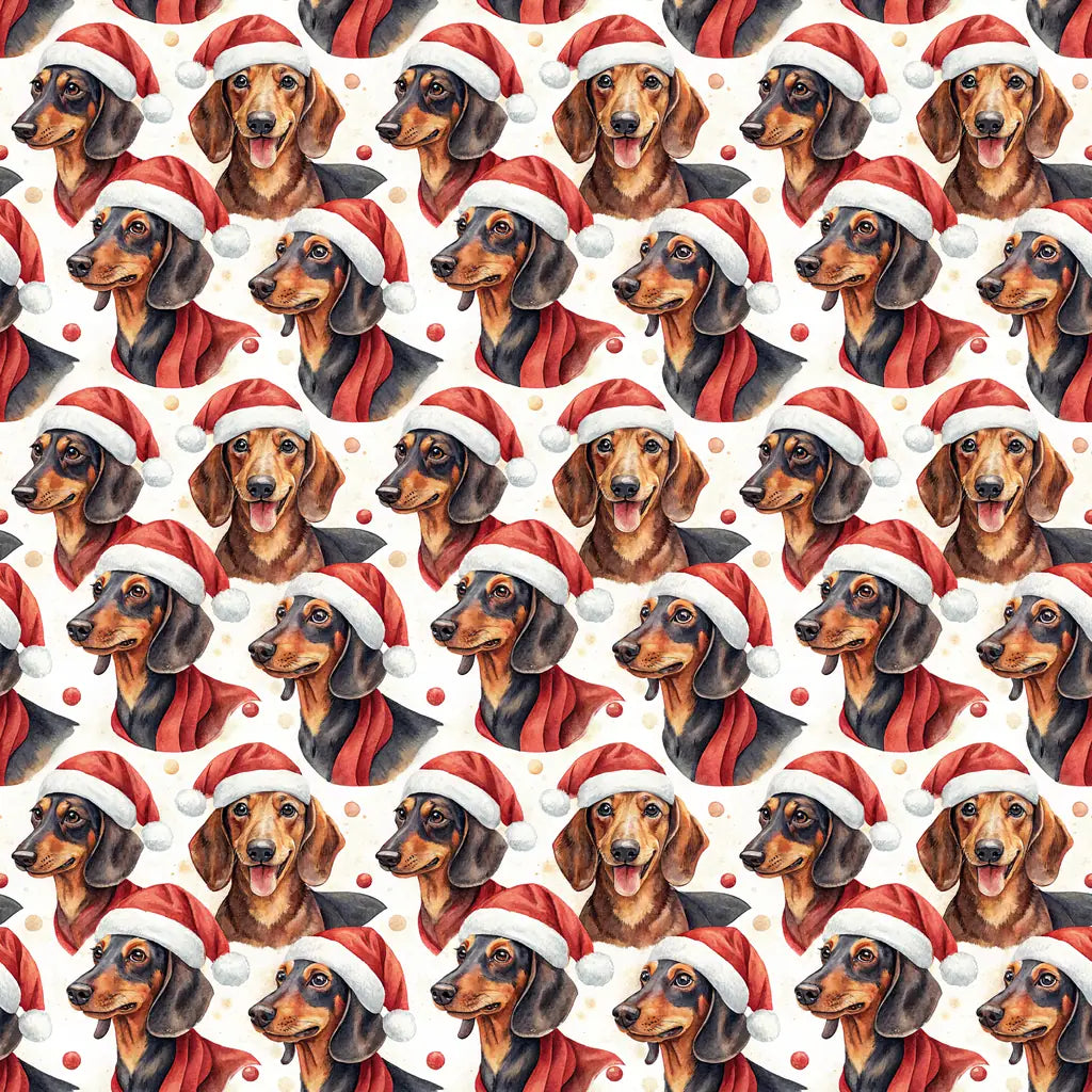 Santa Paws Dachshund Christmas Wrapping Paper — repeating pattern tile