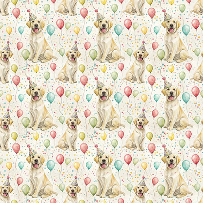 Party Animal Yellow Lab Birthday Wrapping Paper — repeating pattern tile