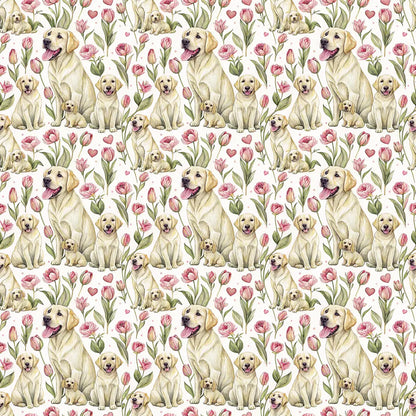 Yellow Lab Floral Mother's Day Wrapping Paper — repeating pattern tile
