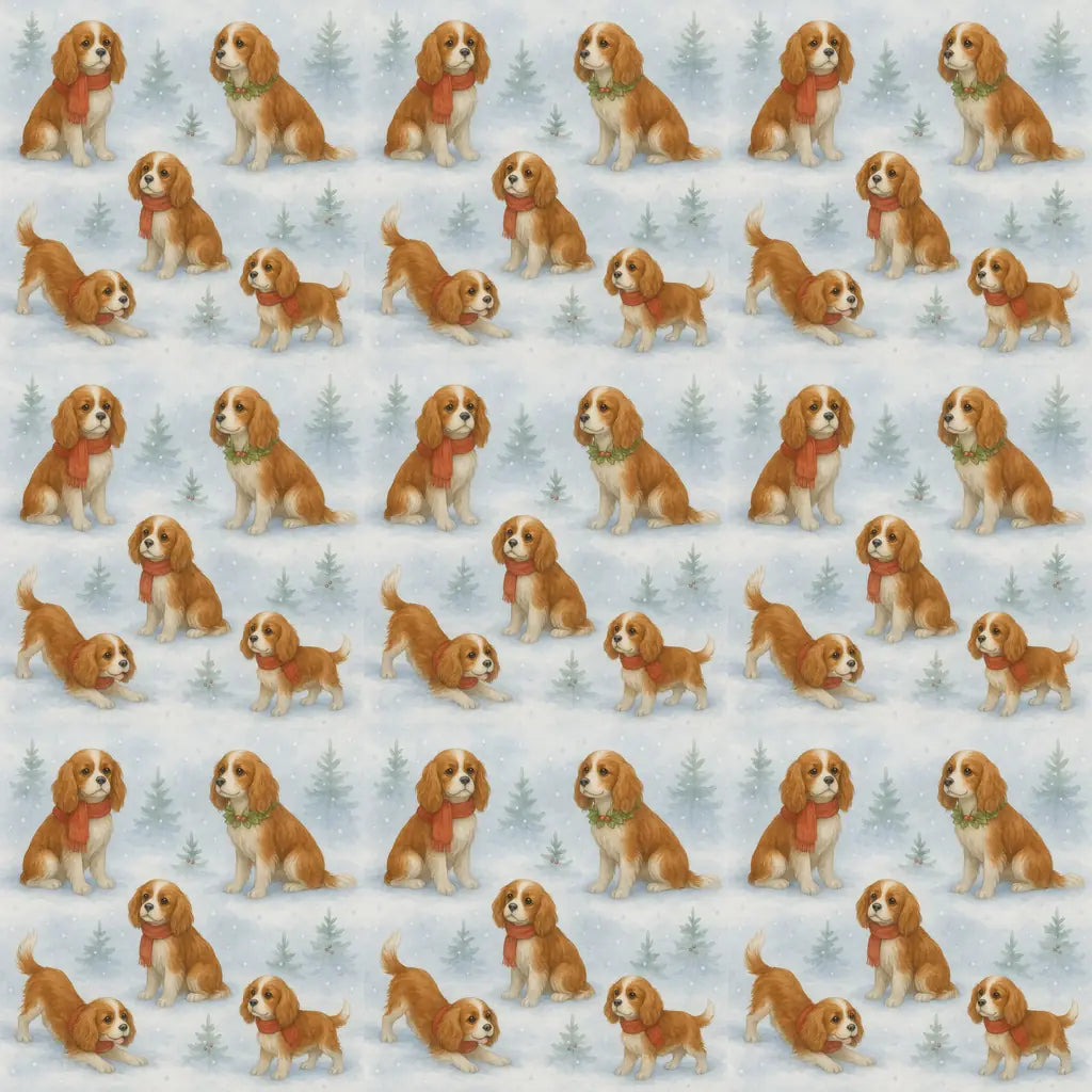 Cocker Spaniel Christmas Wrapping Paper — repeating pattern tile