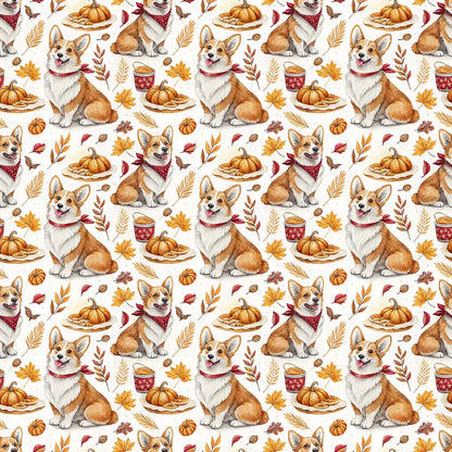 Corgi Thanksgiving Wrapping Paper — repeating pattern tile