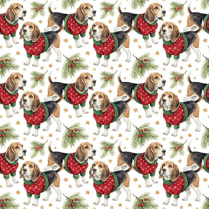 Ugly Sweater Beagle Christmas Wrapping Paper — repeating pattern tile