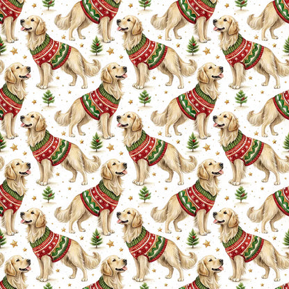 Ugly Sweater Golden Retriever Christmas Wrapping Paper — repeating pattern tile