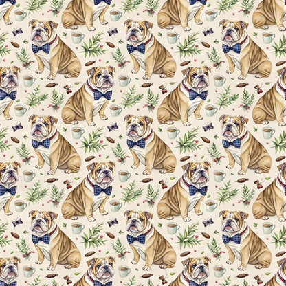 Dapper English Bulldog Father's Day Wrapping Paper — repeating pattern tile