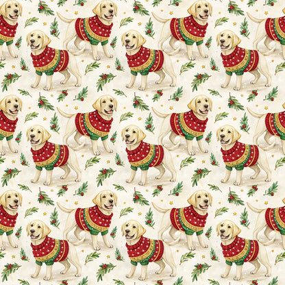 Ugly Sweater Yellow Lab Christmas Wrapping Paper — repeating pattern tile
