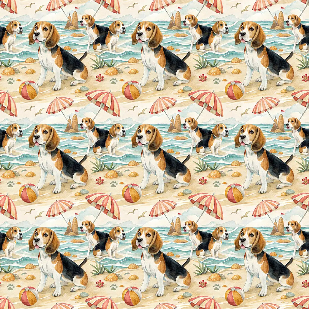 Beagle Beach Day Wrapping Paper — repeating pattern tile