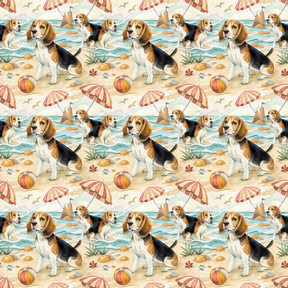 Beagle Beach Day Wrapping Paper — repeating pattern tile