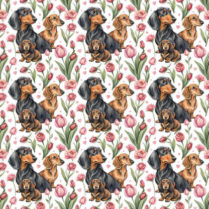Dachshund Floral Mother's Day Wrapping Paper — repeating pattern tile