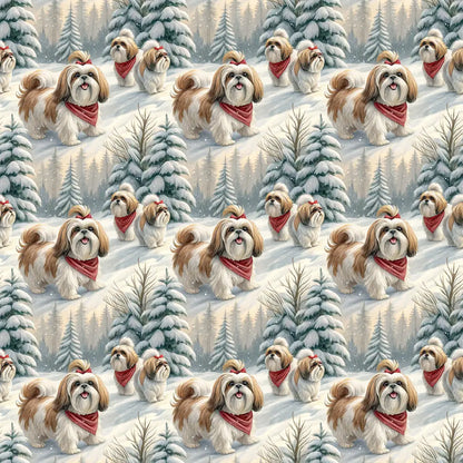 Shih Tzu Christmas Wrapping Paper — repeating pattern tile