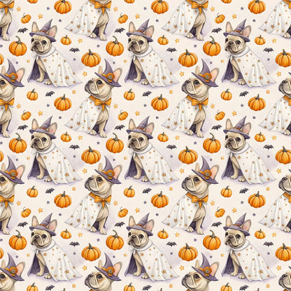 Costume Contest French Bulldog Halloween Wrapping Paper — repeating pattern tile