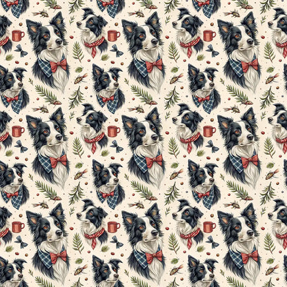 Dapper Border Collie Wrapping Paper — repeating pattern tile