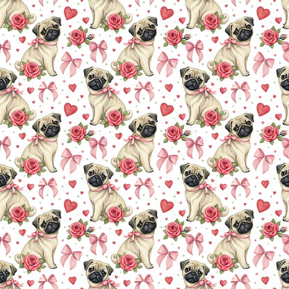 Pug Valentine's Day Wrapping Paper — repeating pattern tile