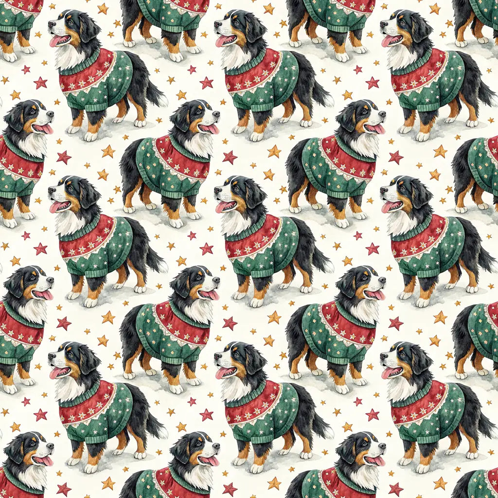 Ugly Sweater Bernese Mountain Dog Christmas Wrapping Paper — repeating pattern tile
