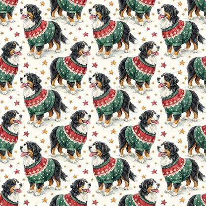 Ugly Sweater Bernese Mountain Dog Christmas Wrapping Paper — repeating pattern tile