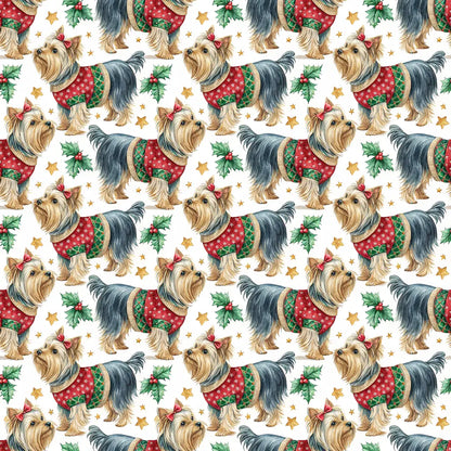 Yorkshire Terrier Christmas Wrapping Paper — repeating pattern tile