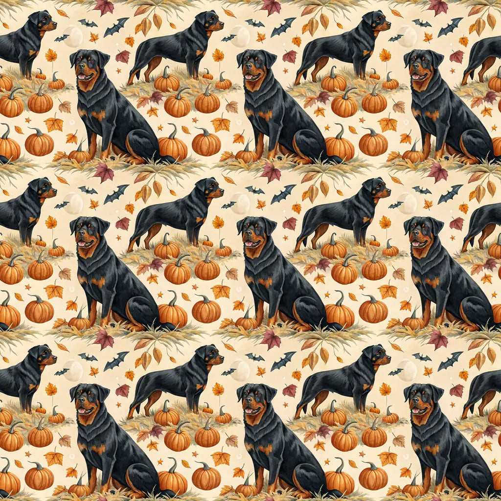 Pumpkin Patch Rottweiler Halloween Wrapping Paper — repeating pattern tile