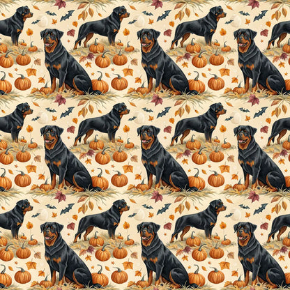 Pumpkin Patch Rottweiler Halloween Wrapping Paper — repeating pattern tile
