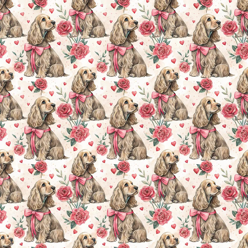 Cocker Spaniel Valentine's Day Wrapping Paper — repeating pattern tile