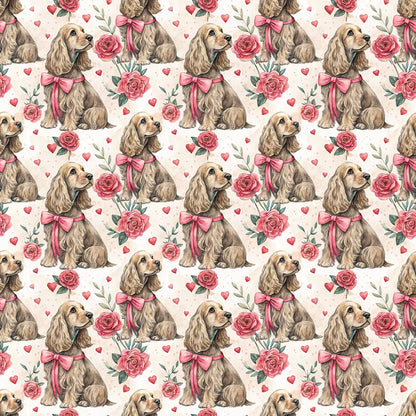 Cocker Spaniel Valentine's Day Wrapping Paper — repeating pattern tile