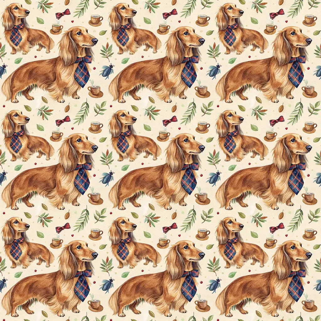 Dapper Long-Haired Dachshund Father's Day Wrapping Paper — repeating pattern tile