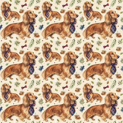 Dapper Long-Haired Dachshund Father's Day Wrapping Paper — repeating pattern tile