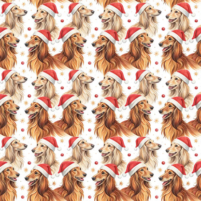 Santa Paws Long-Haired Dachshund Christmas Wrapping Paper — repeating pattern tile