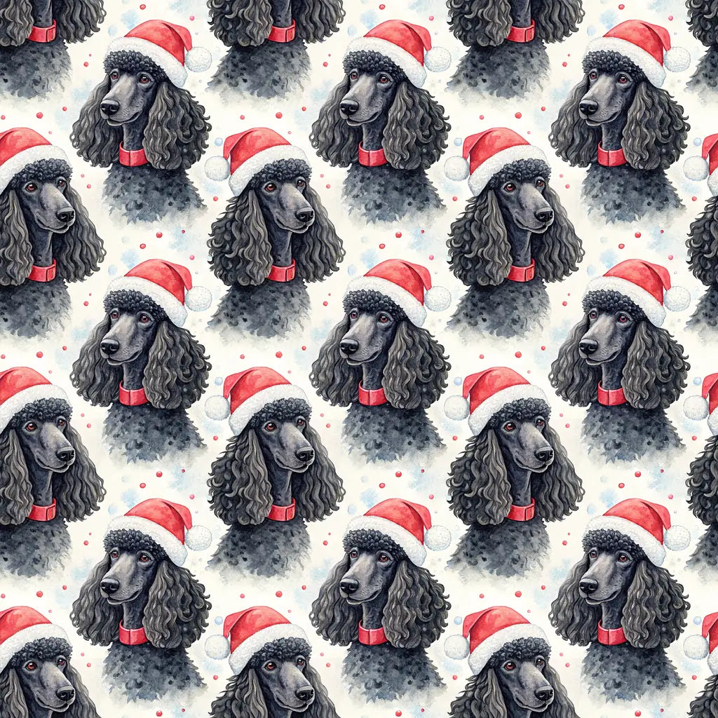 Santa Paws Poodle Christmas Wrapping Paper — repeating pattern tile