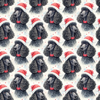 Santa Paws Poodle Christmas Wrapping Paper — repeating pattern tile