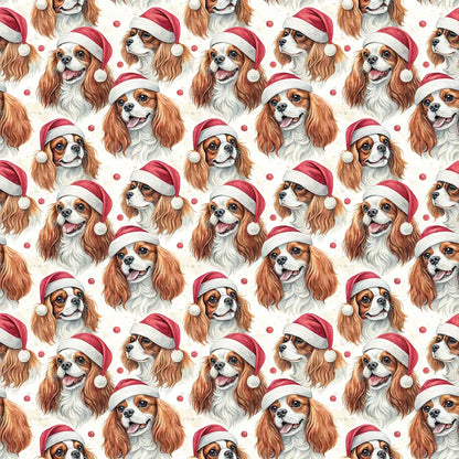 Santa Paws Cavalier King Charles Spaniel Christmas Wrapping Paper — repeating pattern tile