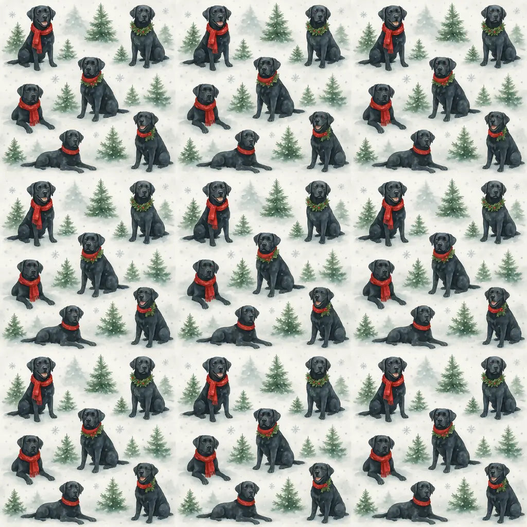Black Lab Christmas Wrapping Paper — repeating pattern tile