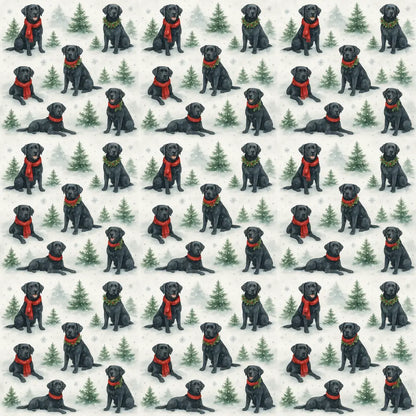 Black Lab Christmas Wrapping Paper — repeating pattern tile
