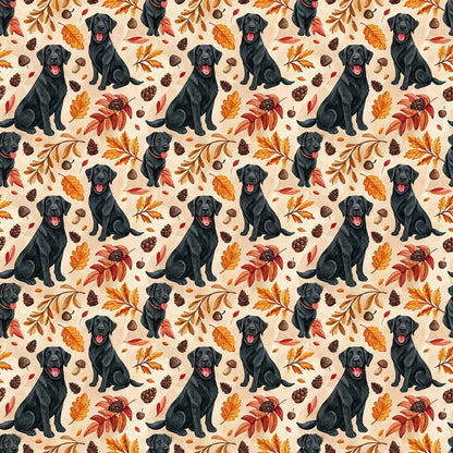 Black Lab Autumn Wrapping Paper — repeating pattern tile