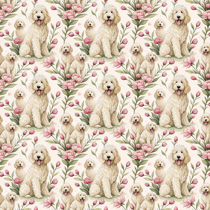 Goldendoodle Floral Mother's Day Wrapping Paper — repeating pattern tile