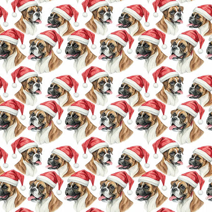 Santa Paws Boxer Christmas Wrapping Paper — repeating pattern tile