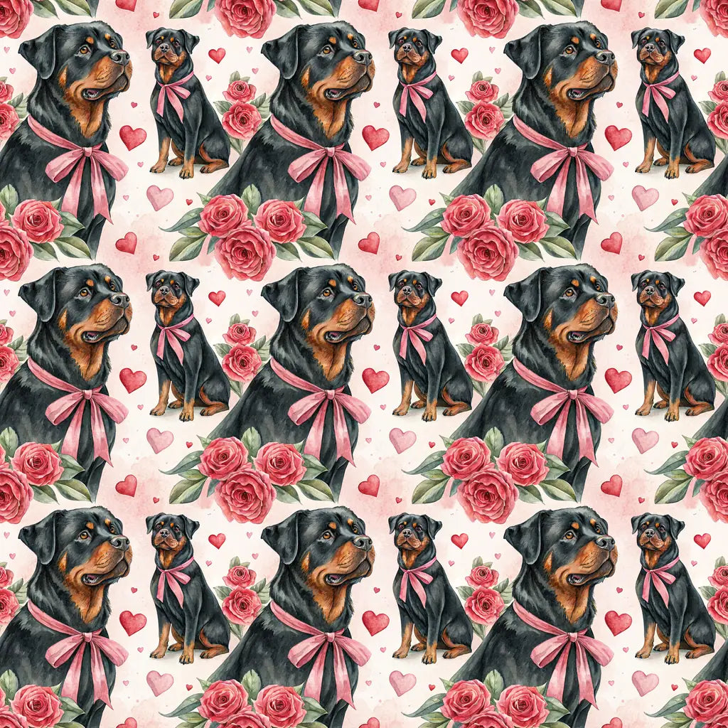 Rottweiler Valentine's Day Wrapping Paper — repeating pattern tile