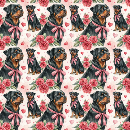 Rottweiler Valentine's Day Wrapping Paper — repeating pattern tile