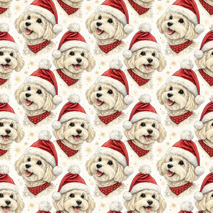 Santa Paws Maltipoo Christmas Wrapping Paper — repeating pattern tile
