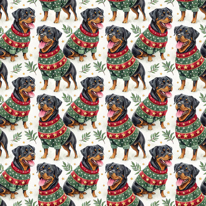 Ugly Sweater Rottweiler Christmas Wrapping Paper — repeating pattern tile